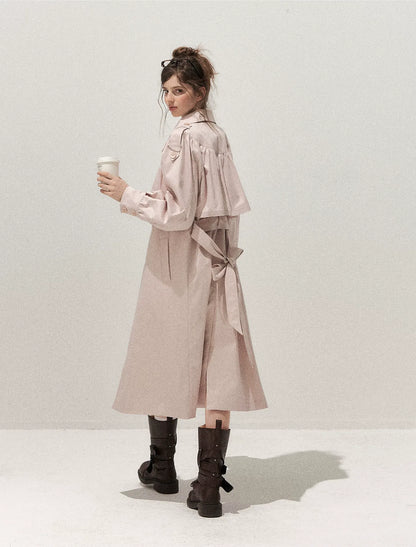 Gathered Cape Trench Coat