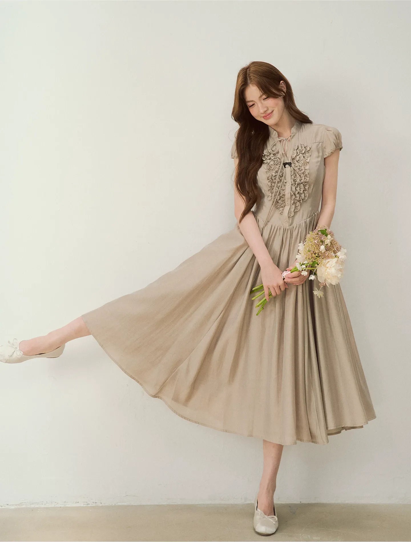 Ruffle V-Neck Maxi Dress