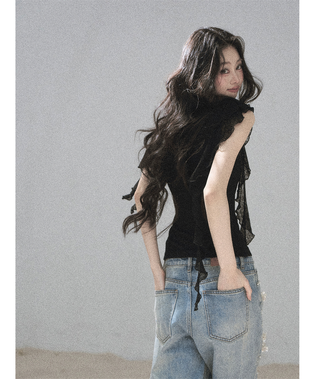Lace One-Shoulder Crop Tee