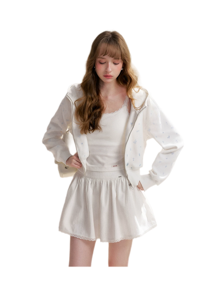 Textured A-Line Short Skirt