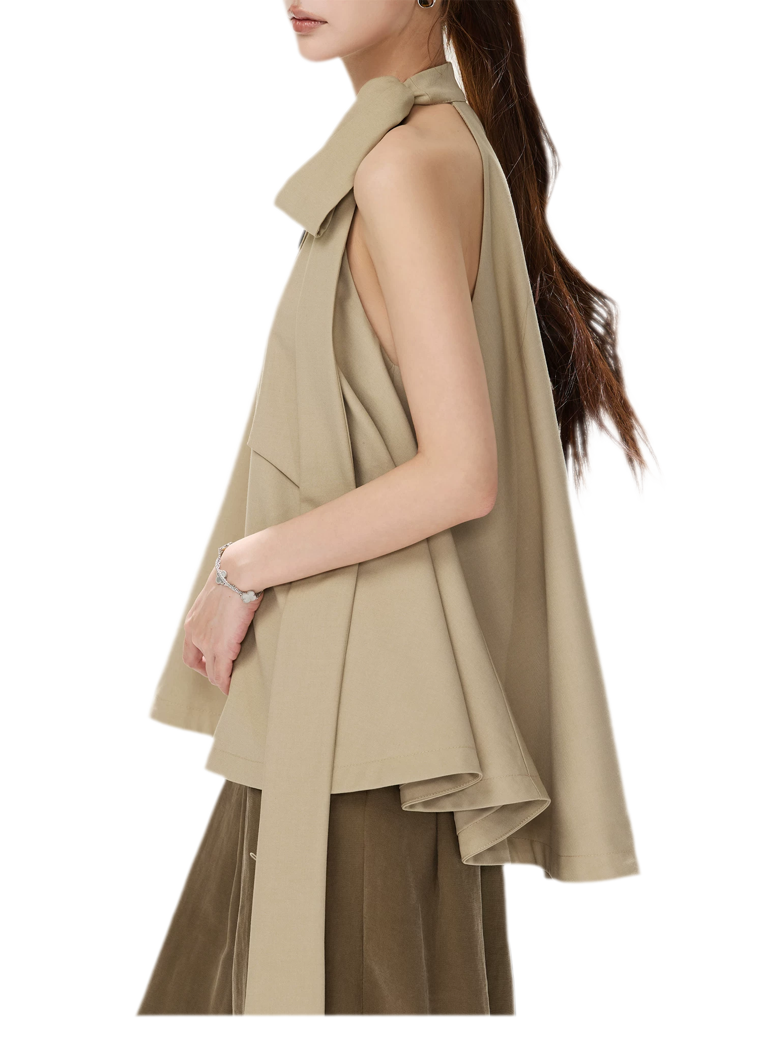 Twill Asymmetric Halter Top