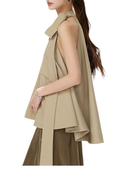 Twill Asymmetric Halter Top