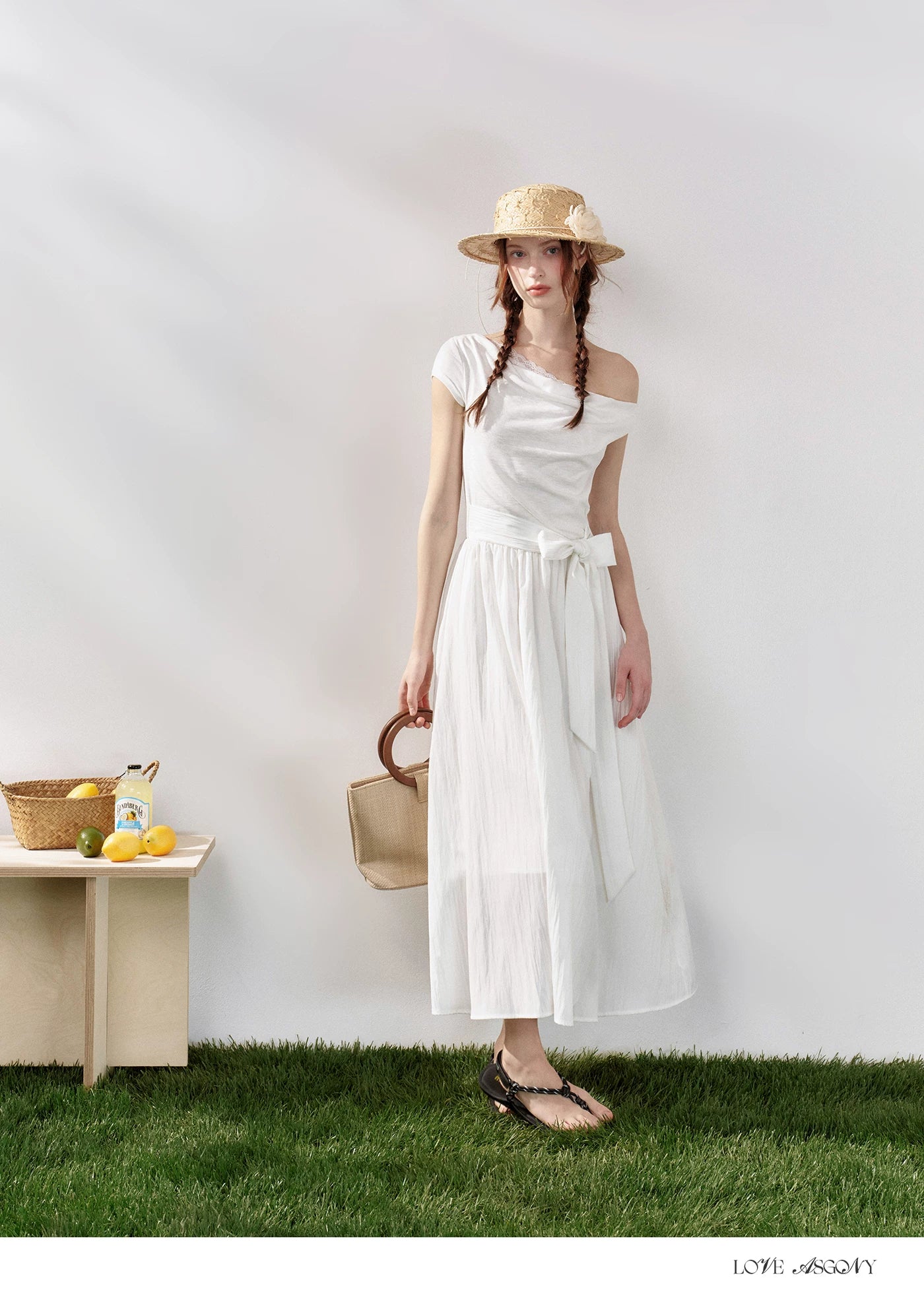 Lace-Trim Off-Shoulder Tie Dress