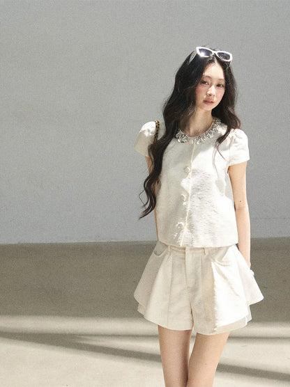 Beaded Collar Short Set