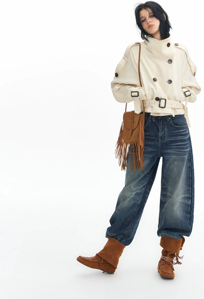 Vintage Wash Wide-Leg Jeans