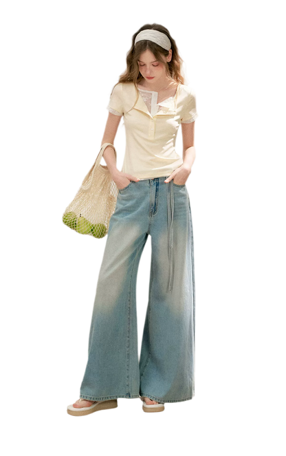 Bow Wide-Leg Jeans