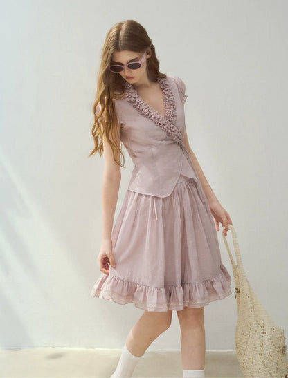 Ruffled Blouse Skirt Set