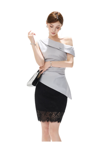 Asymmetrical Halter Blouse
