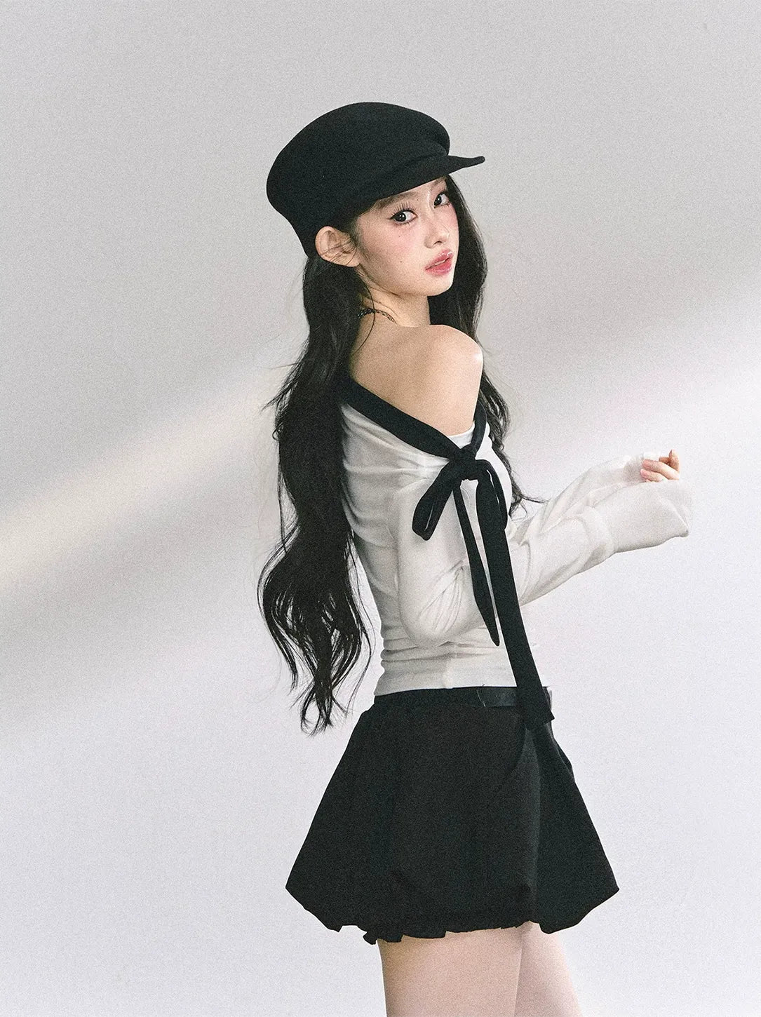 Asymmetrisches gerafftes Crop-T-Shirt