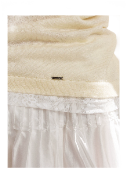 Lyocell Lace Pleated Skirt