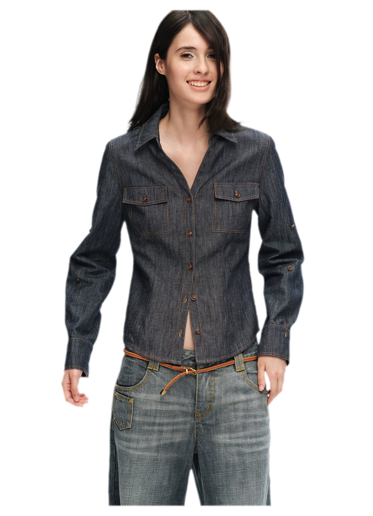 Contrast Stitch V-Neck Shirt