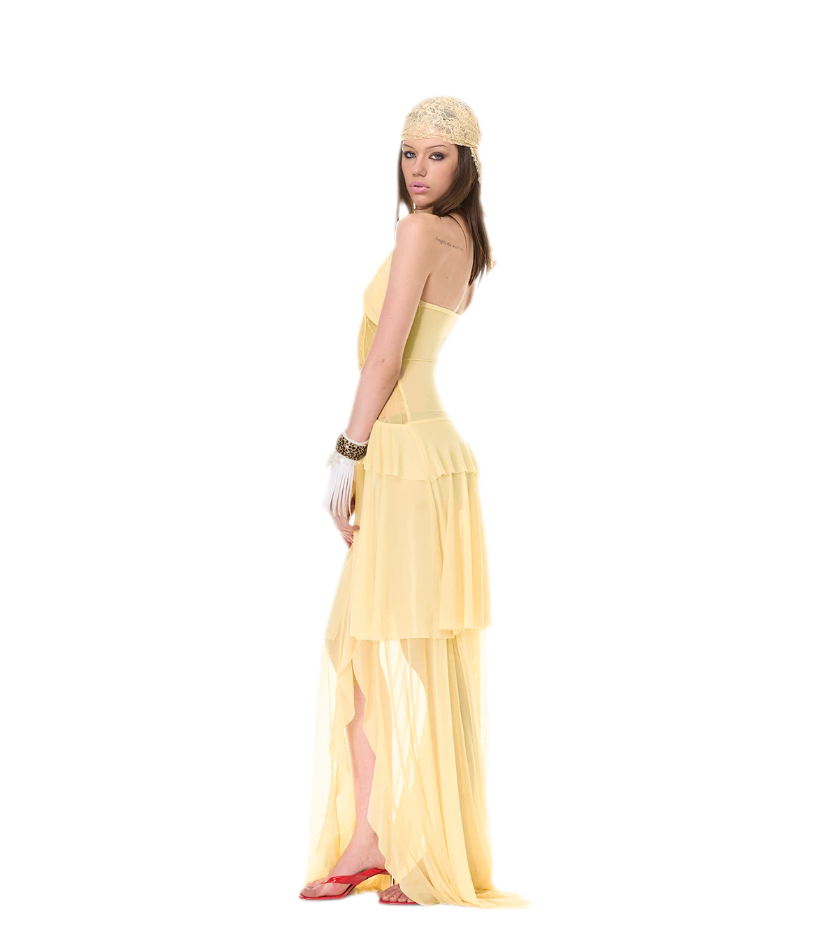 Lace Halter Slit Dress