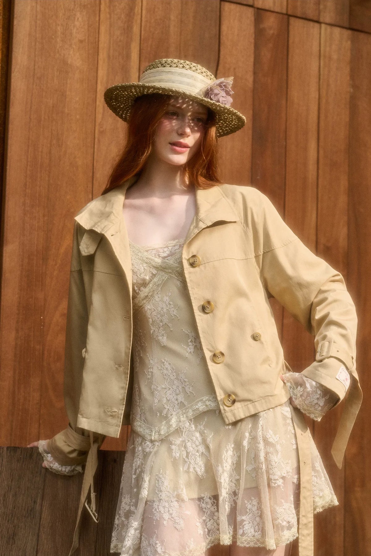 Woven Cropped Trench Jacket