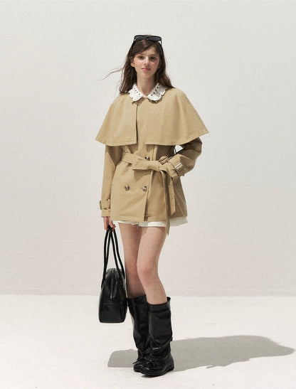 Crochet Cape Trench Coat