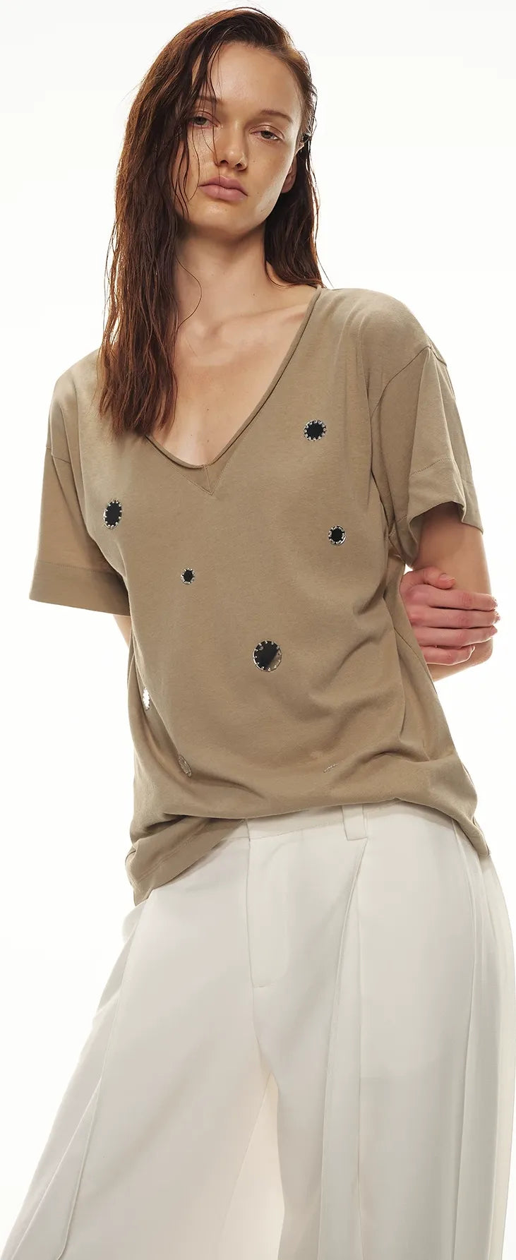 Relaxed Stylish V-Neck Short Sleeve T-Shirt