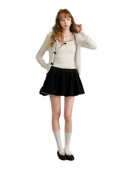 Wool Bow Trim Knit Set