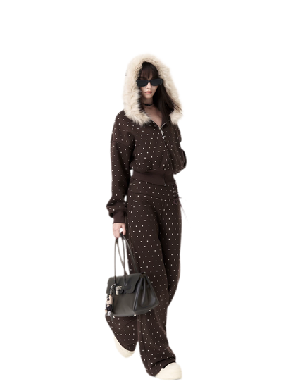 Brushed Polka-Dot Coordinated Set