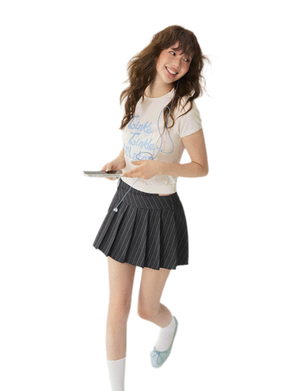 Striped Pleated Skort