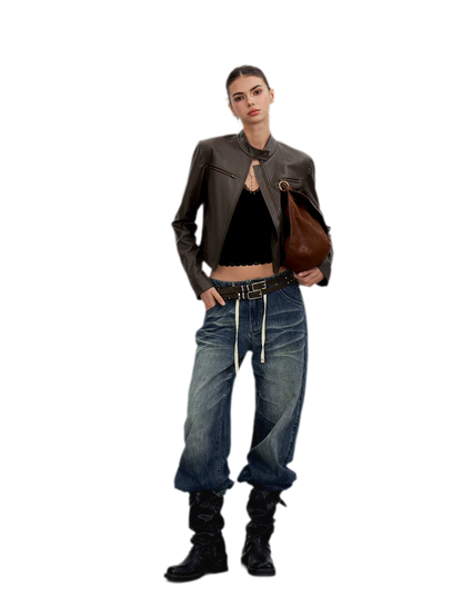 Vintage Wash Wide-Leg Jeans