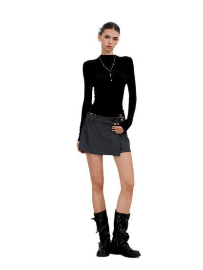 Tailored Irregular Faux Two-Piece Skort