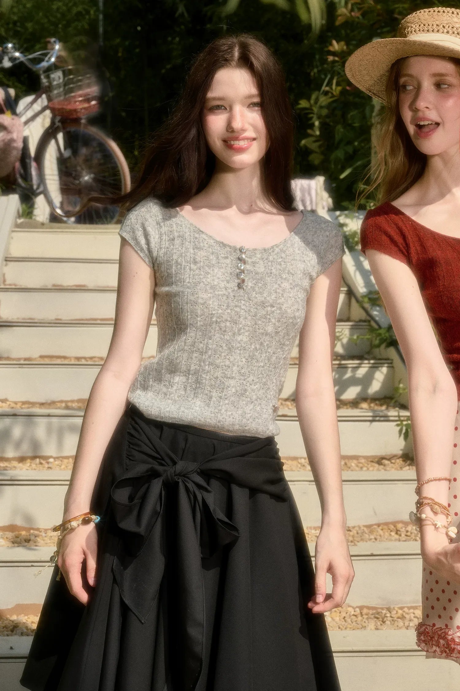 Soft Wool Fitted Short-Sleeve Top