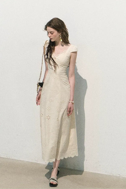 Broderie Lace Midi Dress