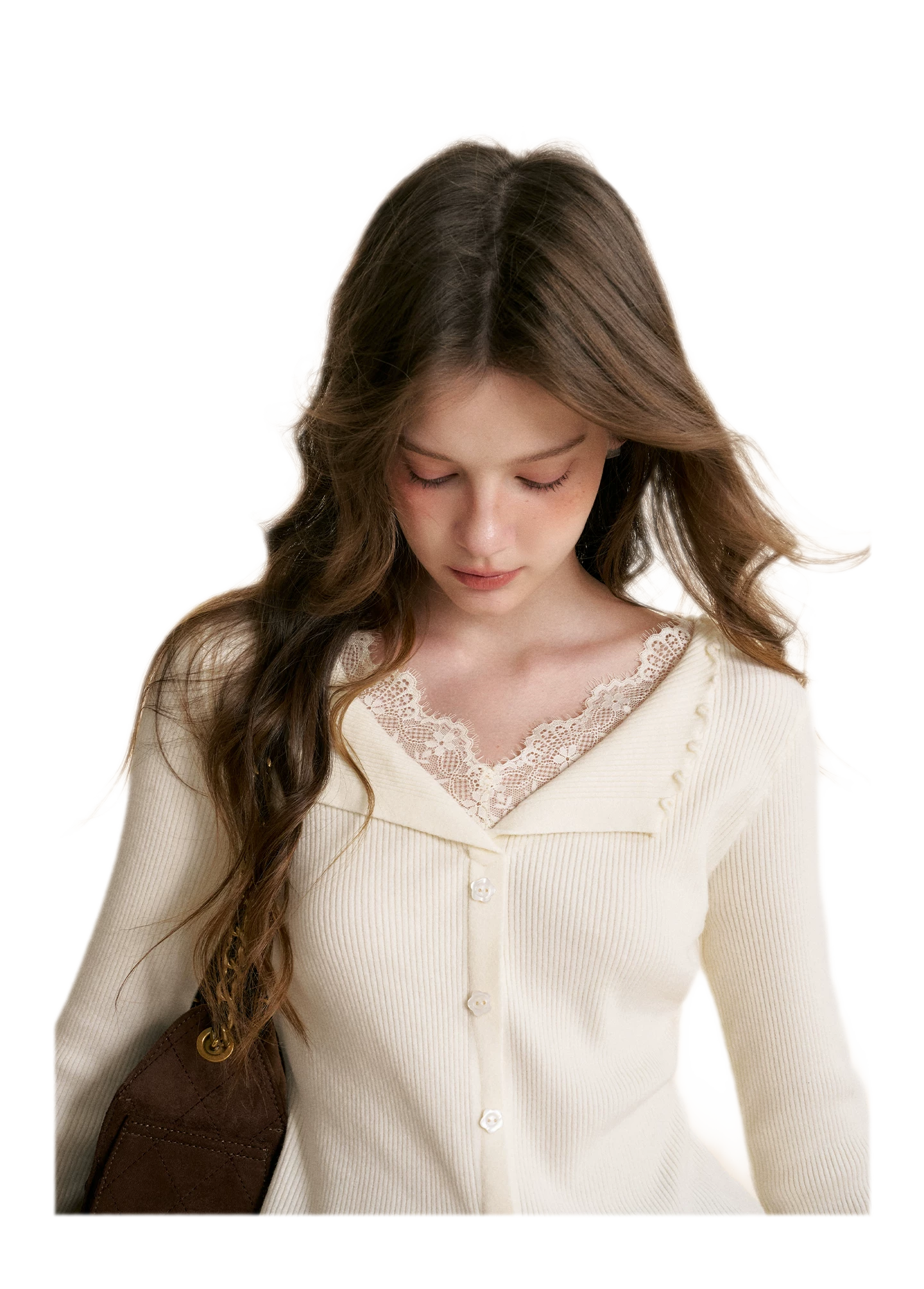 Lace Trim Knit Cardigan
