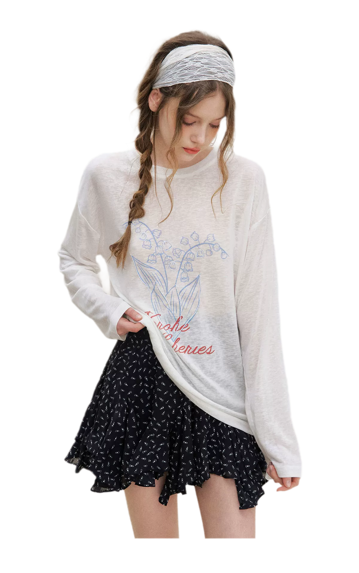 Hand-Drawn Floral Sun Protection Pullover