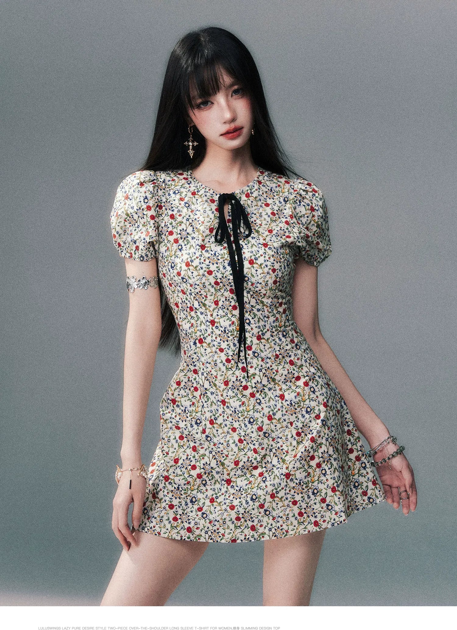 South Rose Cotton Dress Vintage Floral Print / M