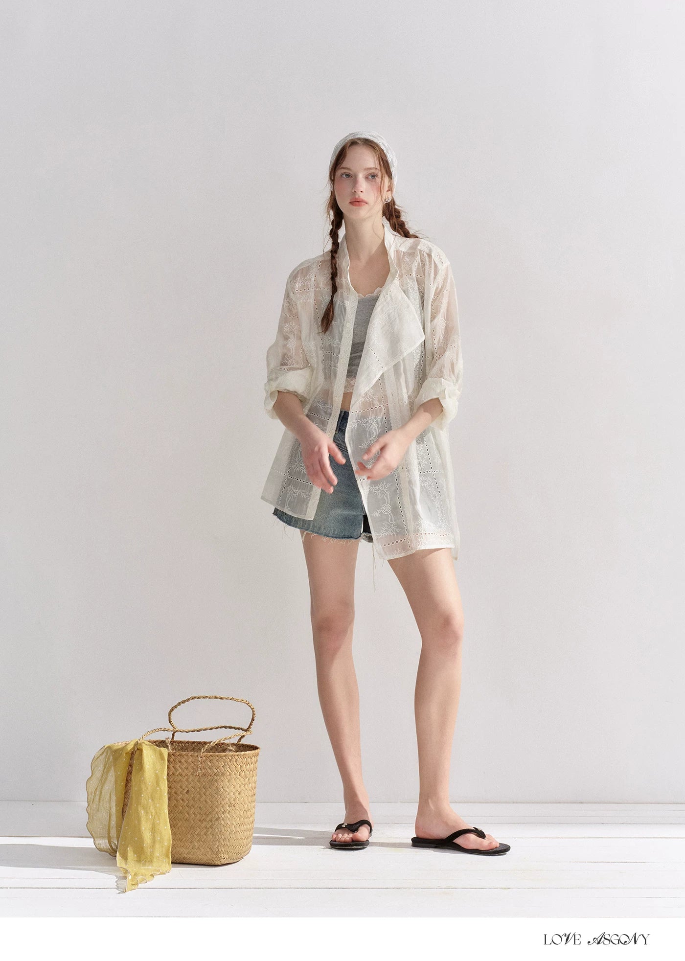 Hollow Embroidered Long Sleeve Sun Protection Shirt