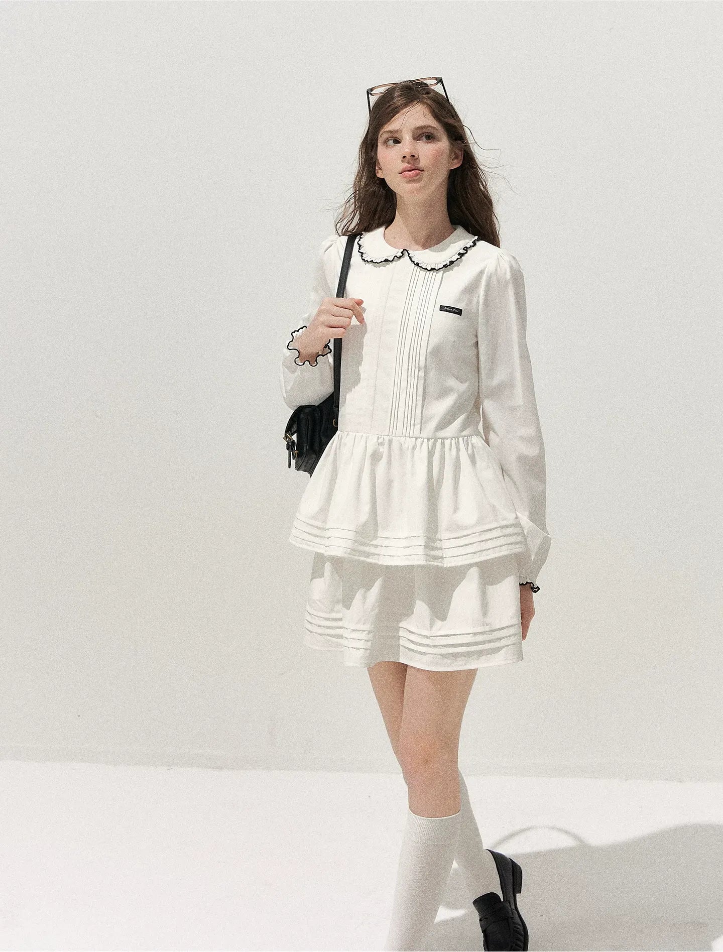 Pleated Peter Pan Collar Dress