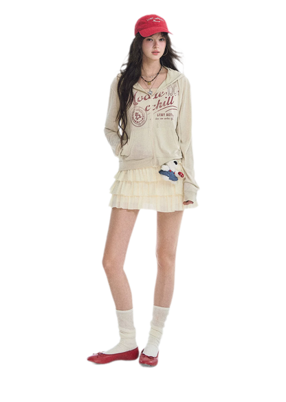 Distressed Cropped Hooded Jacket
