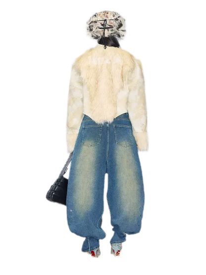 Deconstructed Faux Fur Jacket