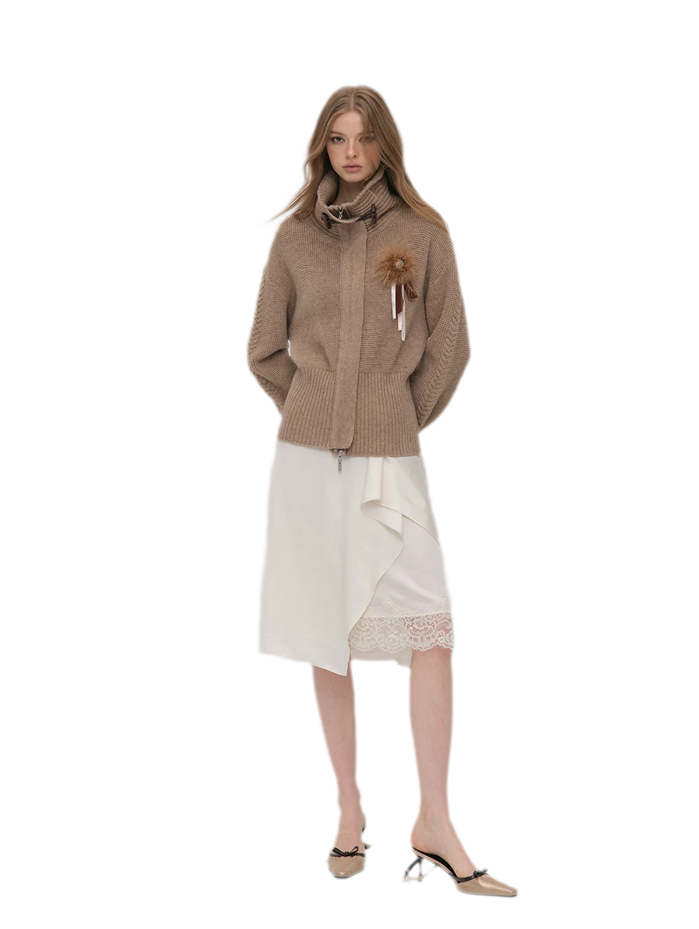 Silky Draped A-Line Skirt