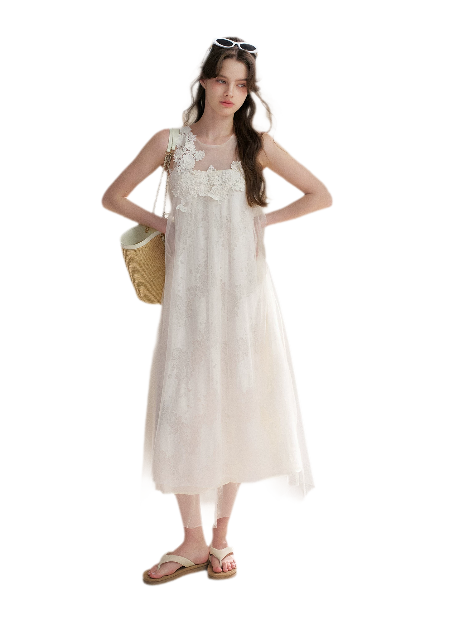 Sleeveless Mesh Lace Dress