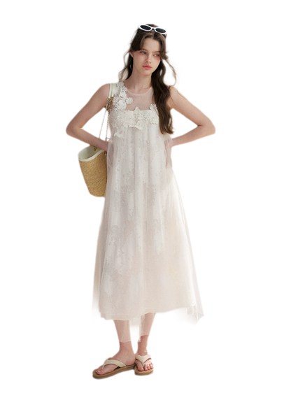 Sleeveless Mesh Lace Dress