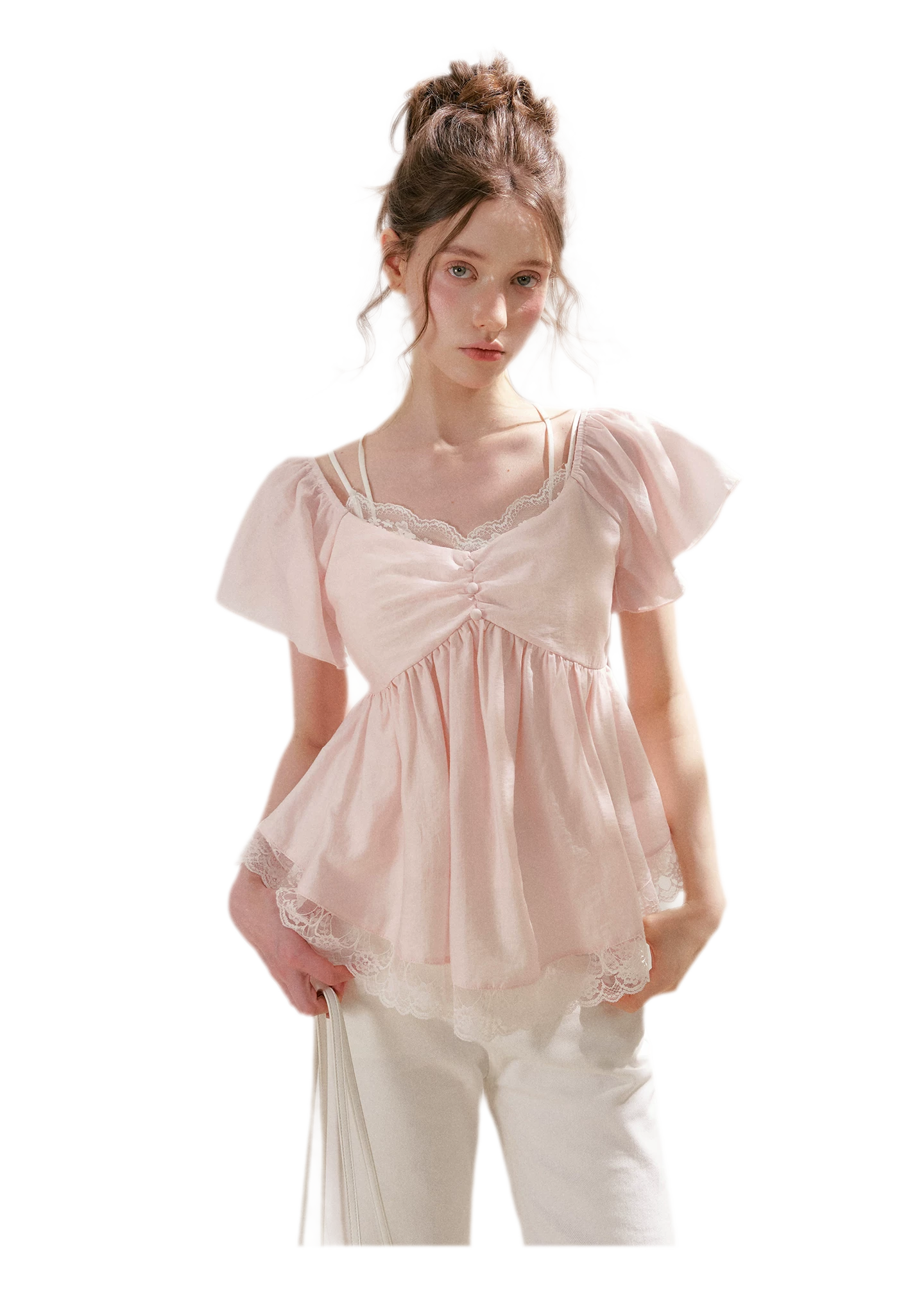 Tencel Lace V-Neck T-Shirt