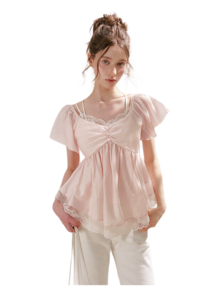 Tencel Lace V-Neck T-Shirt