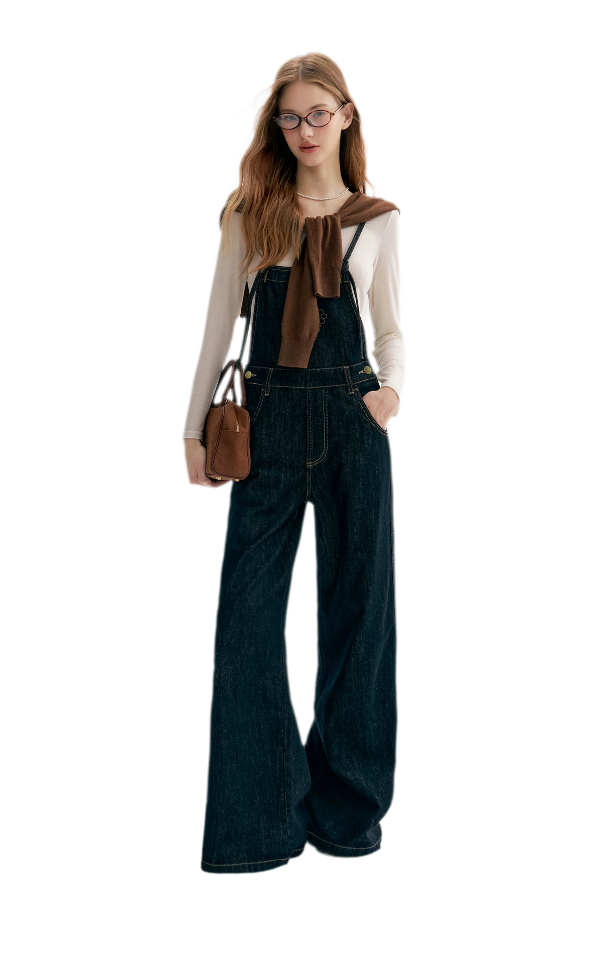 Contrast Floral Denim Overalls