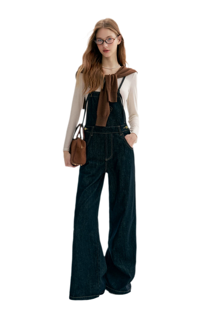 Contrast Floral Denim Overalls
