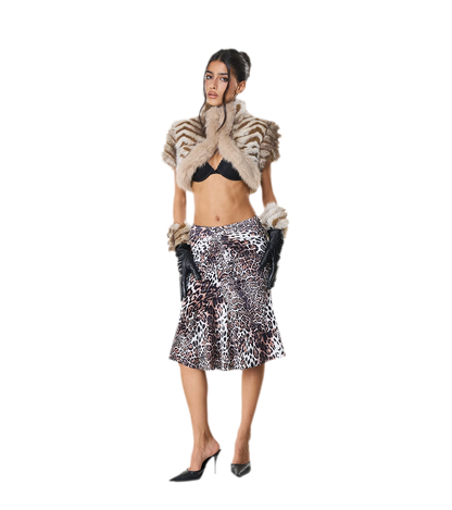 Animal Print Cropped Faux-Fur Jacket