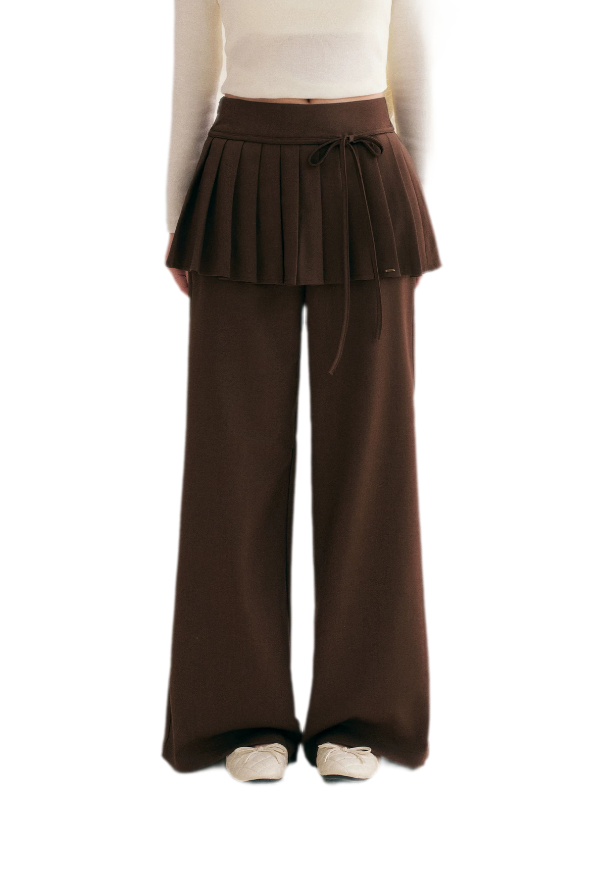 Pantalon plissé drapé à jambes larges