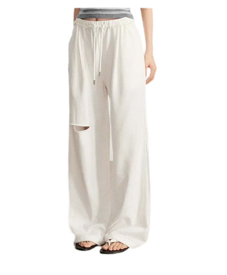 Distressed Wide-Leg Pants