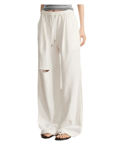 Distressed Wide-Leg Pants