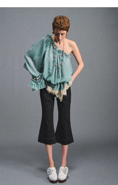 One-Shoulder Chiffon Blouse