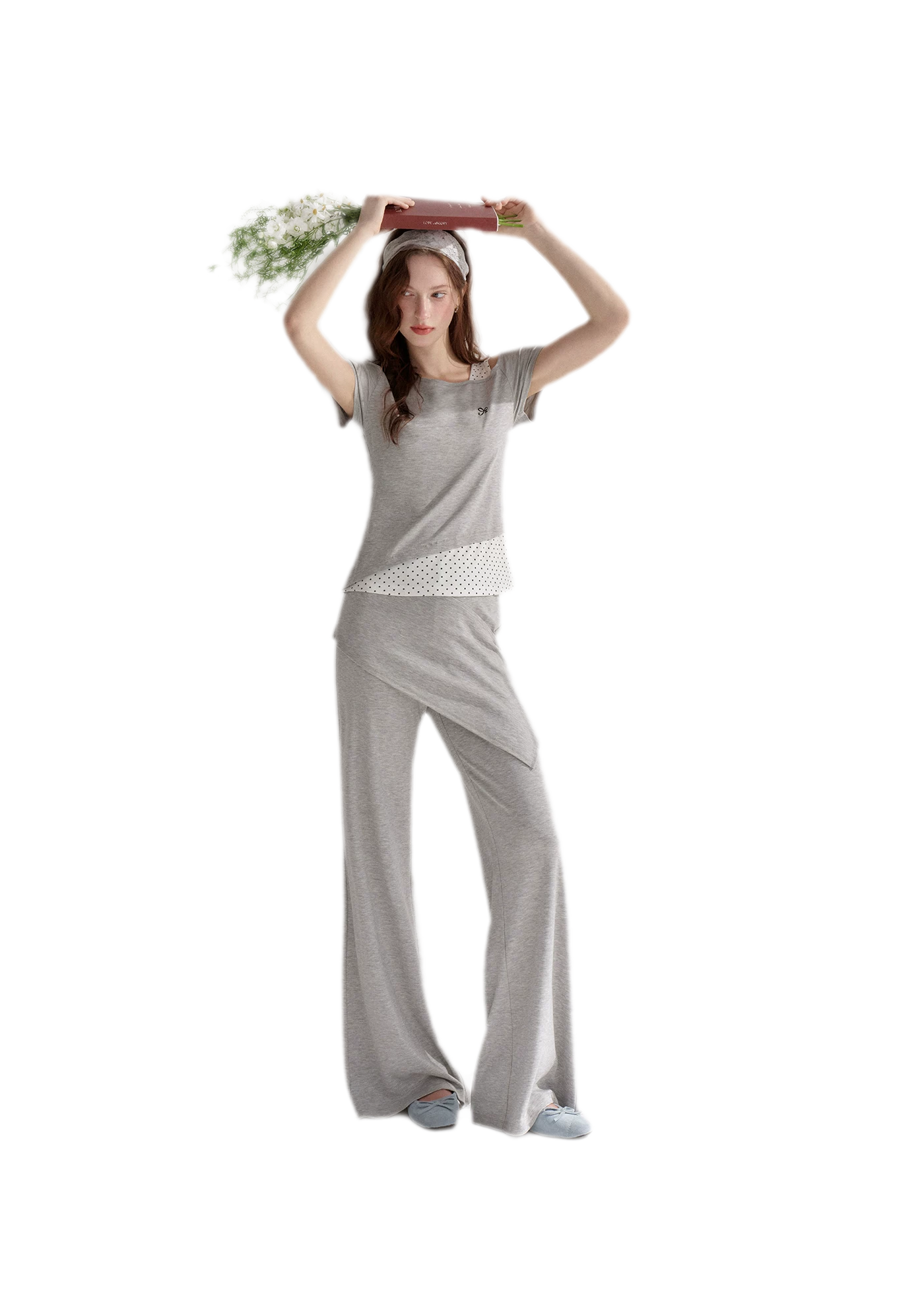 Lyocell Polka Faux Two-Piece Set