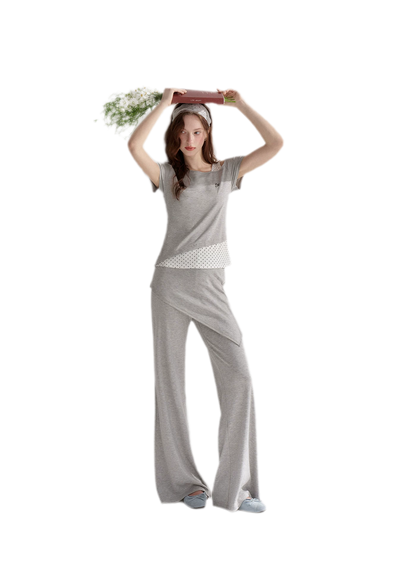 Lyocell Polka Faux Two-Piece Set