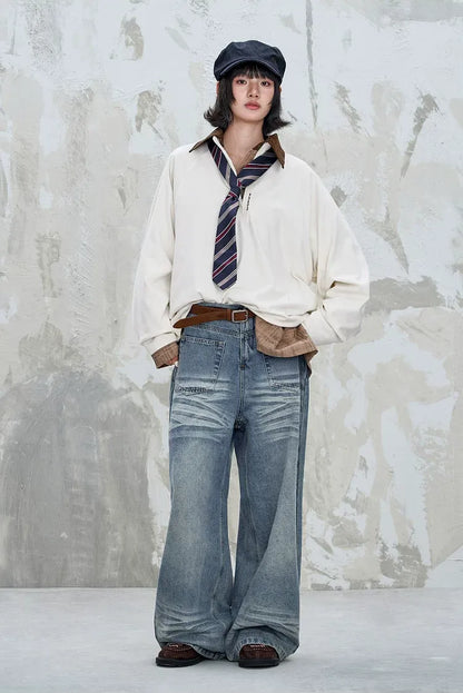 Vintage Oversized Half-Zip T-Shirt