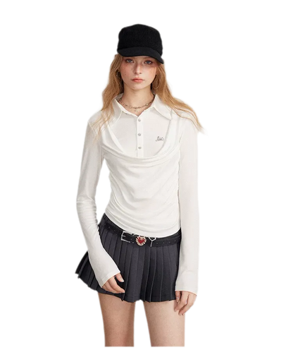 Ruched Layered Polo Top