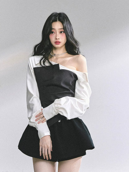 Chemise courte asymétrique